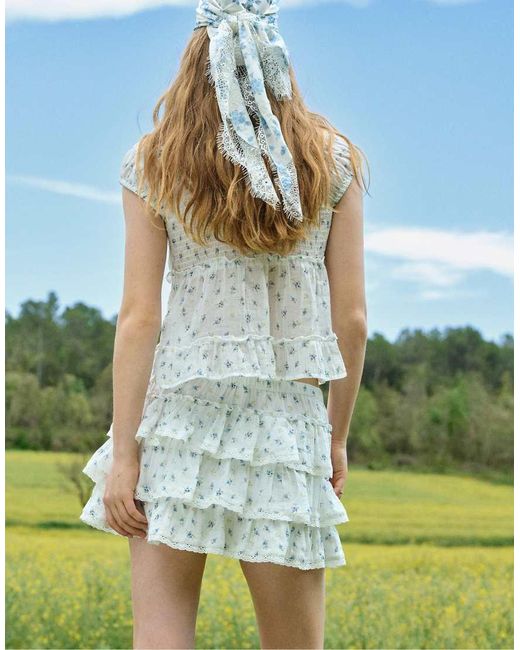 Stradivarius Gray Ruffled Crinkle Skort