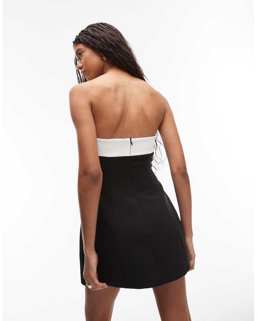 birthday dresses for women gold Black Faux Leather Bandeau A Line Dress | Dresses main image 0