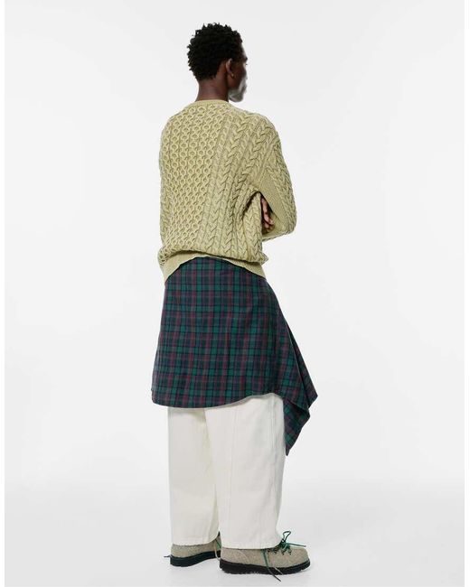 Pull&Bear Kabelgebreide Trui Met Acid Wash in het Green voor heren