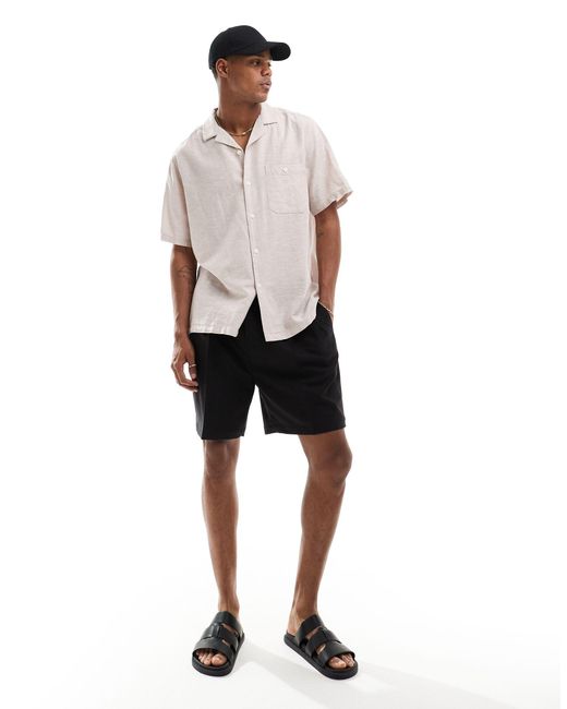 ASOS White Relaxed Linen Blend Shirt With Revere Collar for men