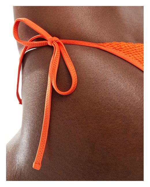 Free Society Orange Shiny Crinkle Tie Side Bikini Bottoms