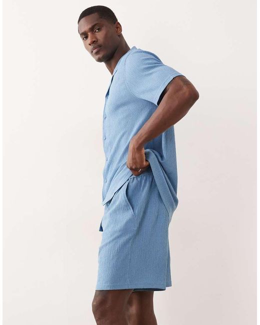 New Look Blue Crinkle Shorts for men