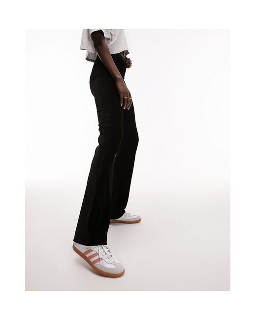 TOPSHOP Stretchy Velvet Cord Flare Trouser in Black Lyst