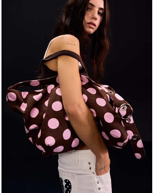 Bershka Black Polka Dot Bucket Bag