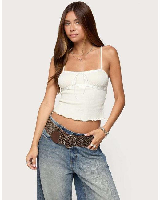 Edikted Blue Misty Lacey Textured Tank Top