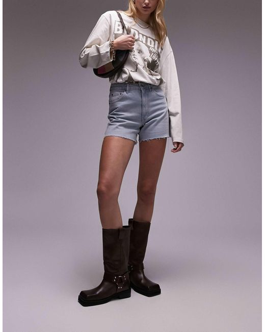 TOPSHOP Gray Comfort Stretch Denim Short