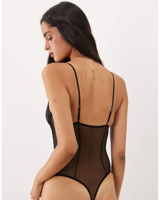 ASOS Black Juni Underwire Satin Bodysuit