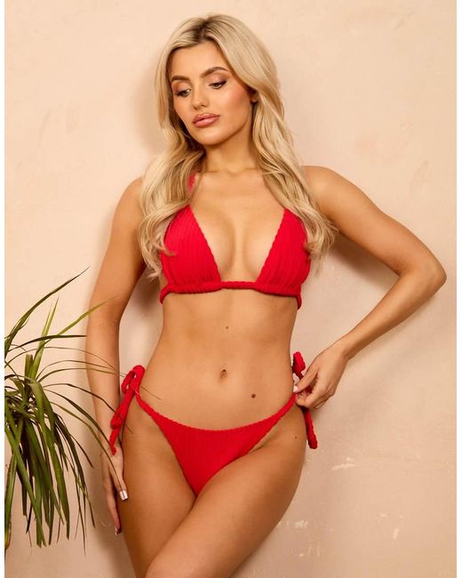 Wolf & Whistle Red X Isabella Whittingham Textu Triangle Bikini Top