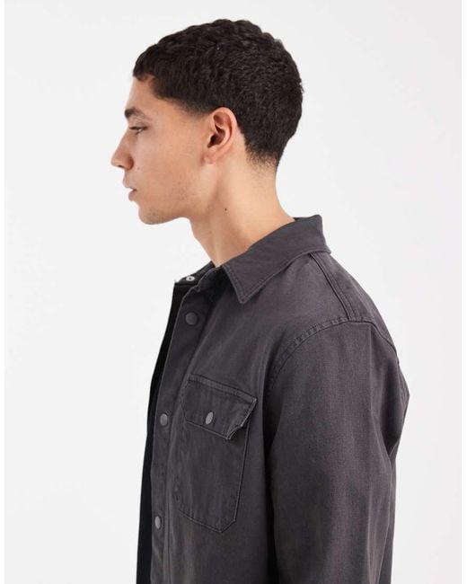 Threadbare Gray Button Front Shacket for men
