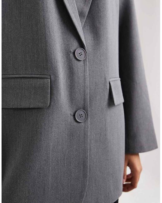 Pieces Gray Oversized Tailored Blazer