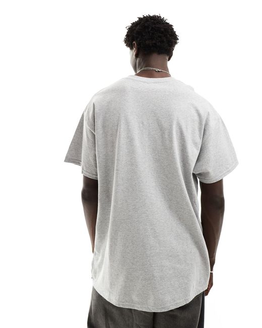 Camiseta gris jaspeado extragrande con estampado "paraiso" en el pecho ASOS de hombre de color White