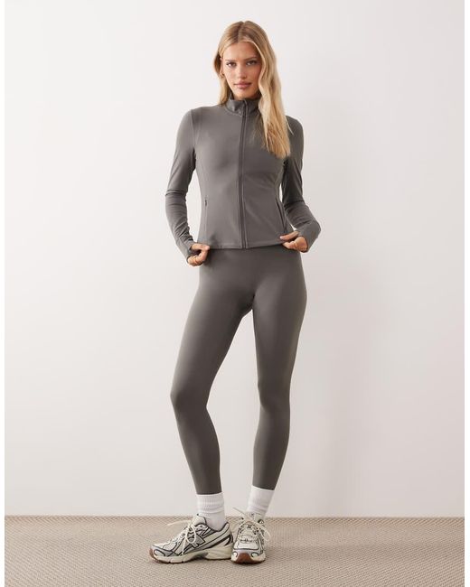 ARKET Gray Co-ord Soft Seamless Zip Up Jacket