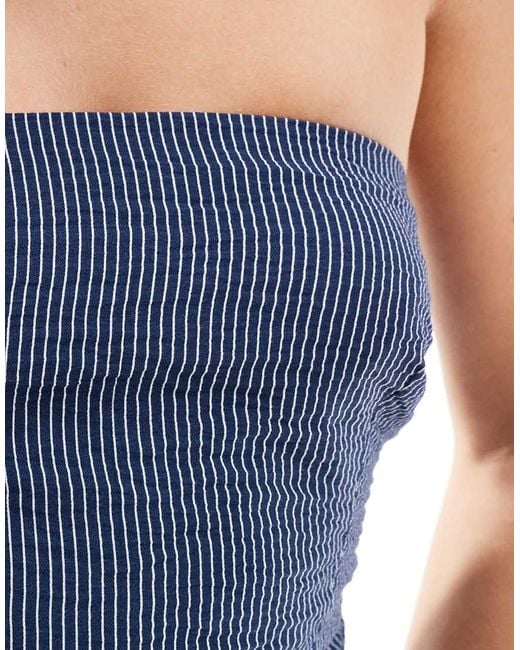 New Look Blue Co-ord Stripe Bandeau Waistcoat