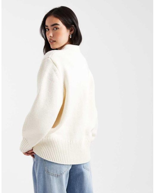 ASOS Natural Oversized Chunky Boyfriend Cardigan