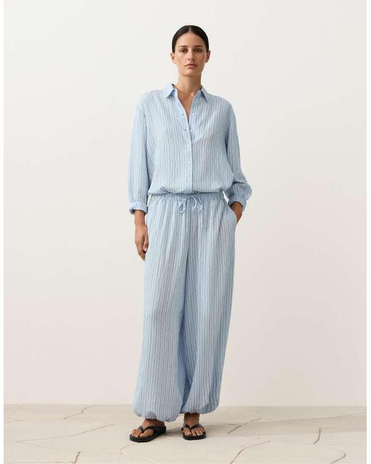 Oysho Blue Regular Striped Shirt