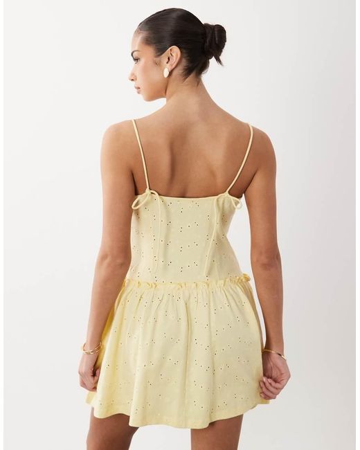 ASOS Natural Broderie Cami Mini Dress