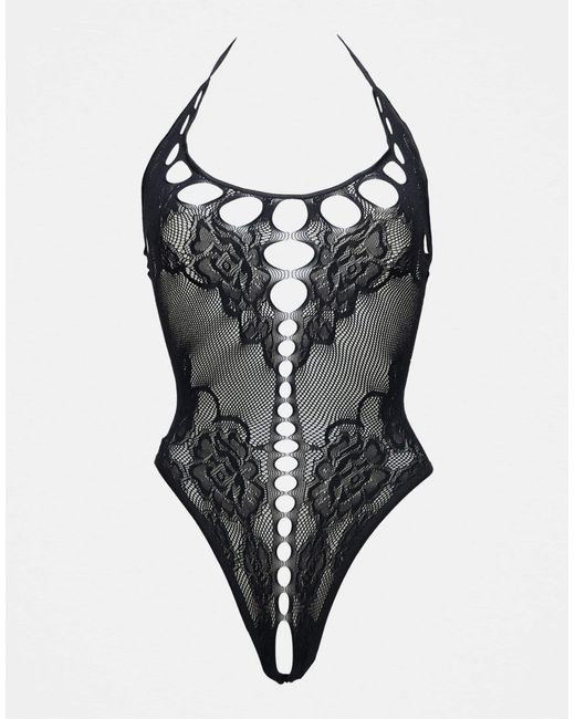 Ann Summers Black Falling For You Crotchless Bodysuit