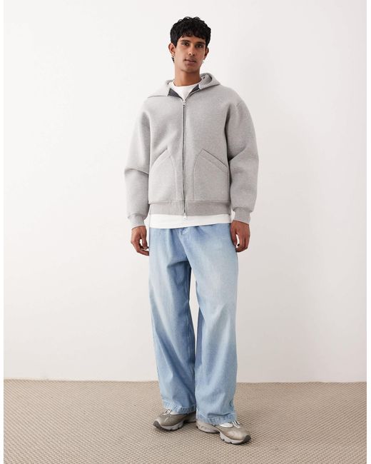 ARKET Gray Pure Cotton Zip Up Hoodie for men