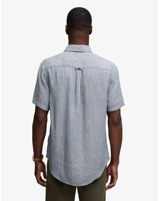 Superdry Gray Riviera Short Sleeve Linen Shirt for men
