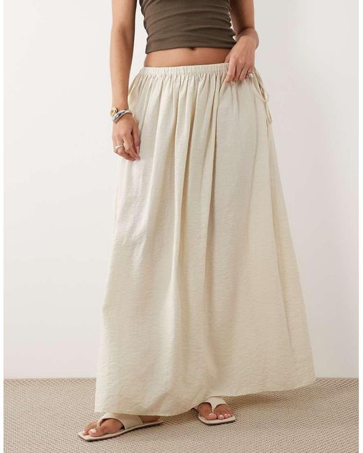 ASOS Natural Tie Waist Soft Crinkle Maxi Skirt