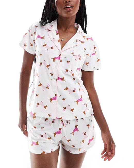 Boux Avenue White Fleece Short Sleeve & Short Pjs