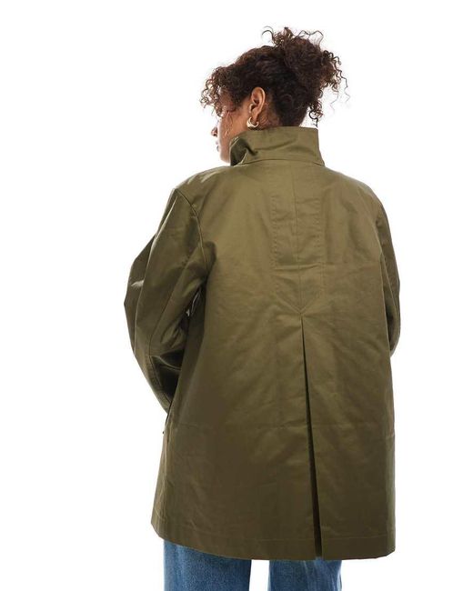 ASOS Green Wax Trench Coat With Quilt Lining