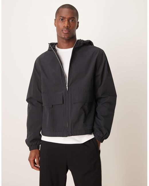 ASOS Blue Windbreaker Jacket With Hood for men