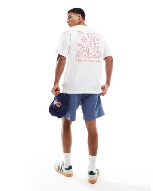 Only & Sons Oversized T-Shirt Met Sur La Plage-Print Op De Achterkant in het White voor heren