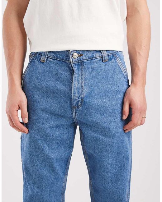 Lee Jeans Blue Workwear Carpenter Wide Leg Jeans for men