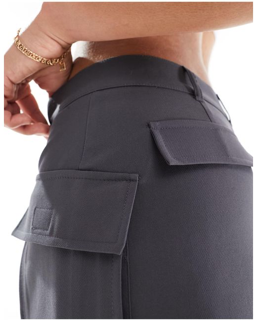 Pull&Bear Gray Micro Mini Tailored Cargo Pocket Skirt Co-ord