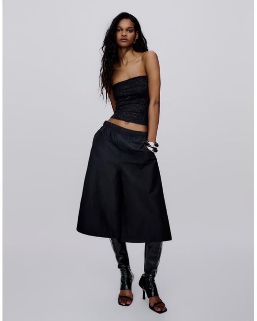 Bershka Black Glitter Bandeau Top