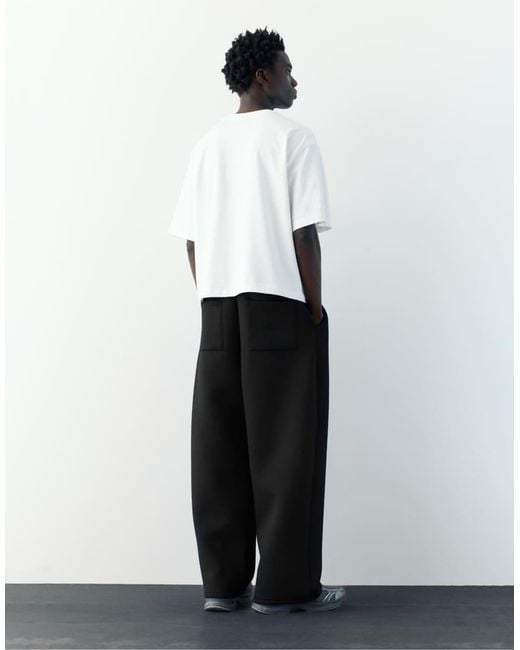 Pull&Bear White Balloon Fit Tracksuit Bottoms for men