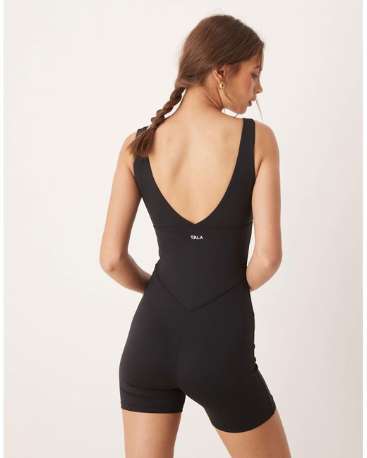 Tala Black Dayflex Built-in Support V Neck Unitard