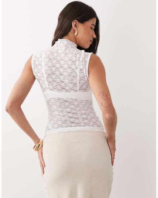 ASOS White Lace Sheer Longline Tank Top