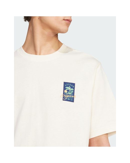 Adidas Originals White Leisure League Badge T-shirt for men