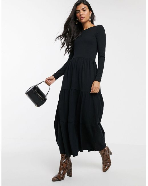 warehouse chiffon tiered maxi dress