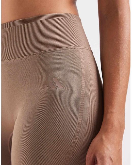 Adidas Originals Brown Workout Essentials Knit Scrunch 7/8 Leggings