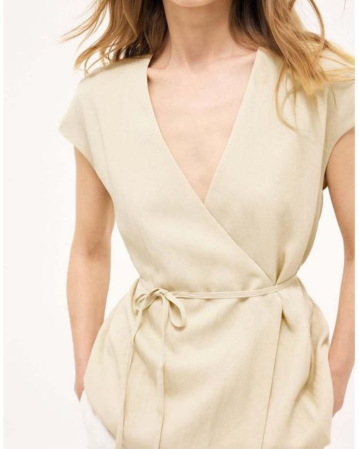 NA-KD Natural Belted Wrap Top