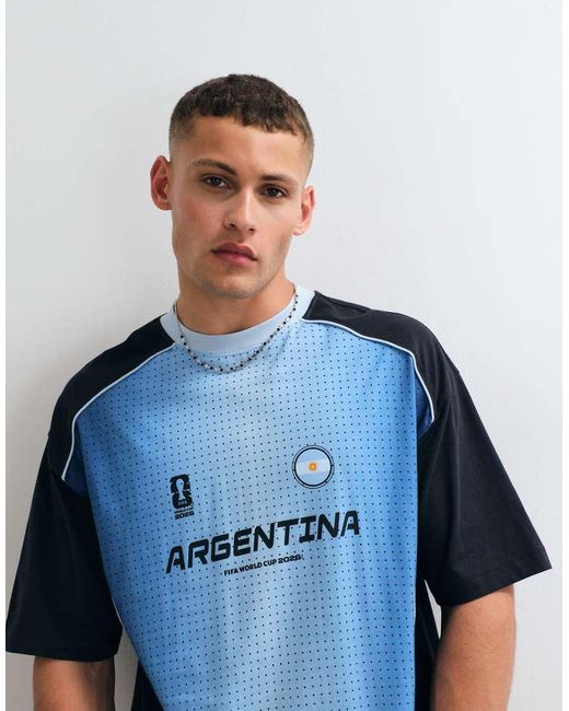 ASOS Blue Oversized Tee With Fifa World Cup Argentina Print for men