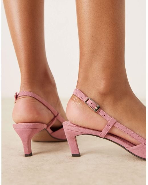ASOS Pink Shadow Chisel Toe Slingback Mid Heel Shoes