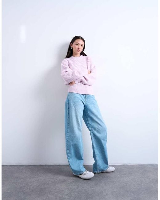 Maglione Lavorato Velato Con Maniche A Palloncino di TOPSHOP in Purple