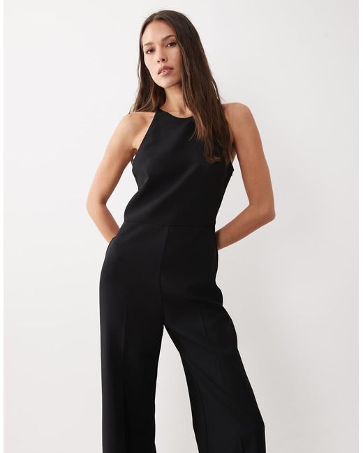 Mango White Halterneck Backless Jumpsuit