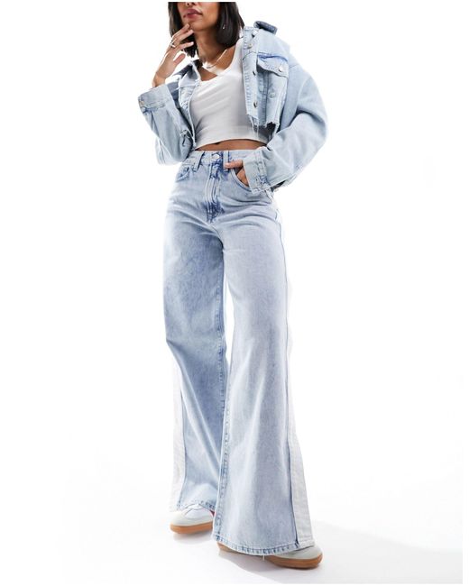 Claire - jean large à taille haute avec fente latérale - clair délavé Tommy Hilfiger en coloris Blue