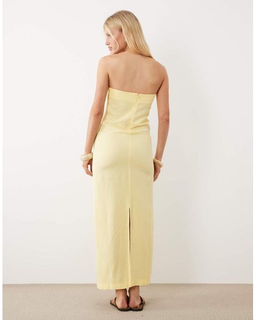 ASOS Natural Linen Blend Clean Column Maxi Dress