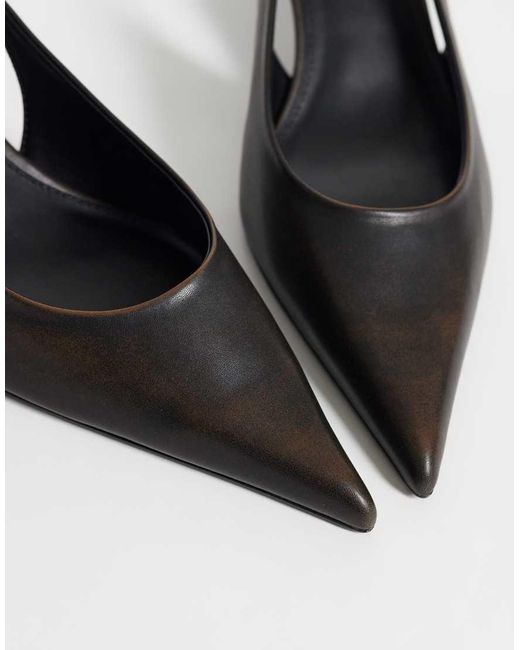 Mango White Heeled Slingback Pumps