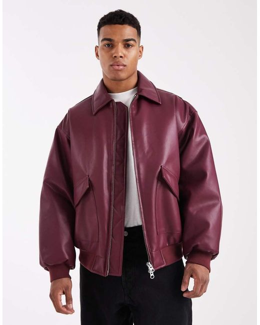 ASOS Purple Oversized Bomber Jacket for men