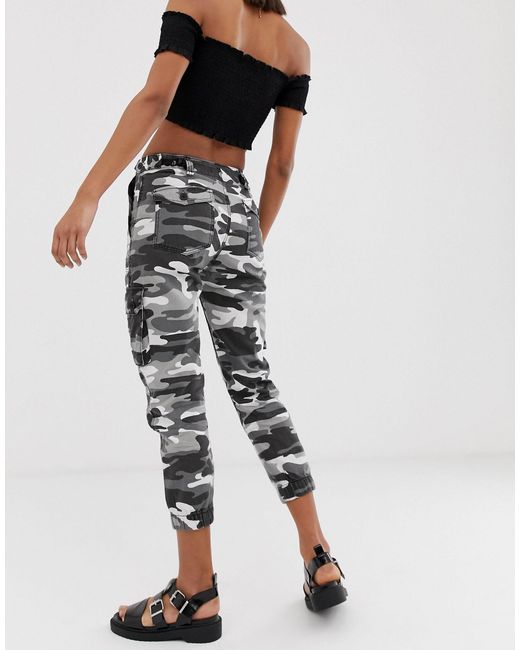 New Womens Black Slim Skinny Stretch Cuffed Cargo Pants Utility Combat  Trousers