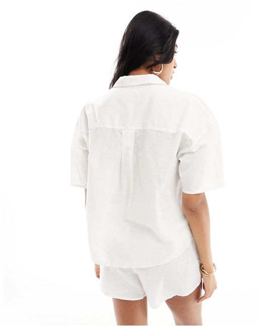 New Look White Linen Look Pocket Shirt