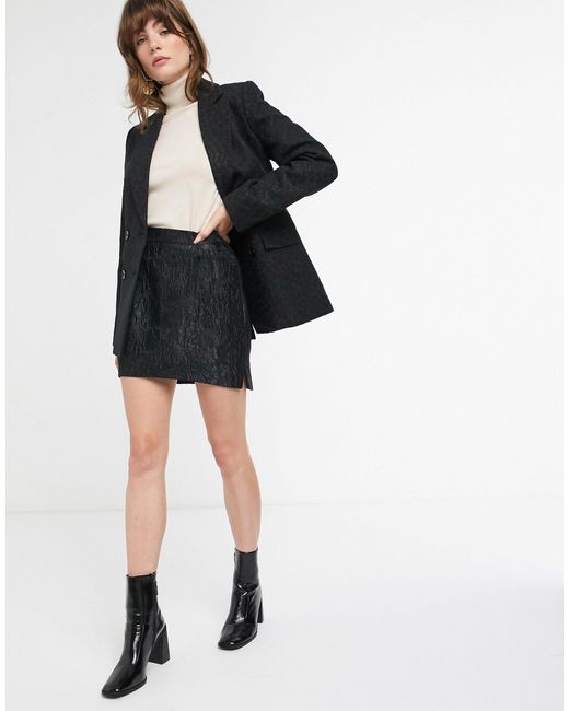 black jacquard mini skirt