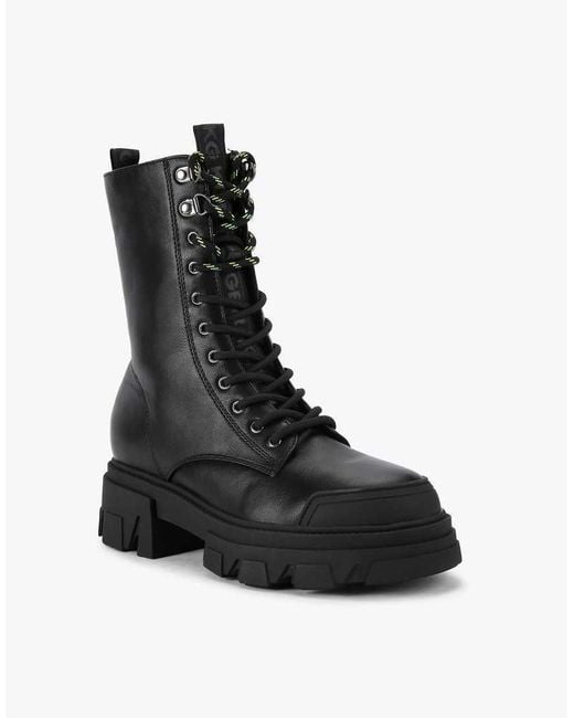 KG by Kurt Geiger Black Trekker Lace Up3 Mid Ankle Boots